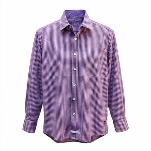 English Laundry Button Down Men M Purple Gingham Long Sleeve Dress Shirt Classic